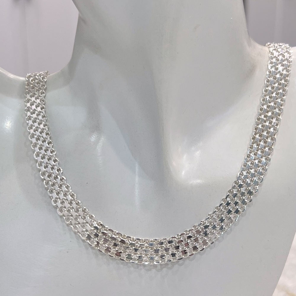 Wide Bismarck Sterling Silver Chain Necklace - Picture 3 of 8